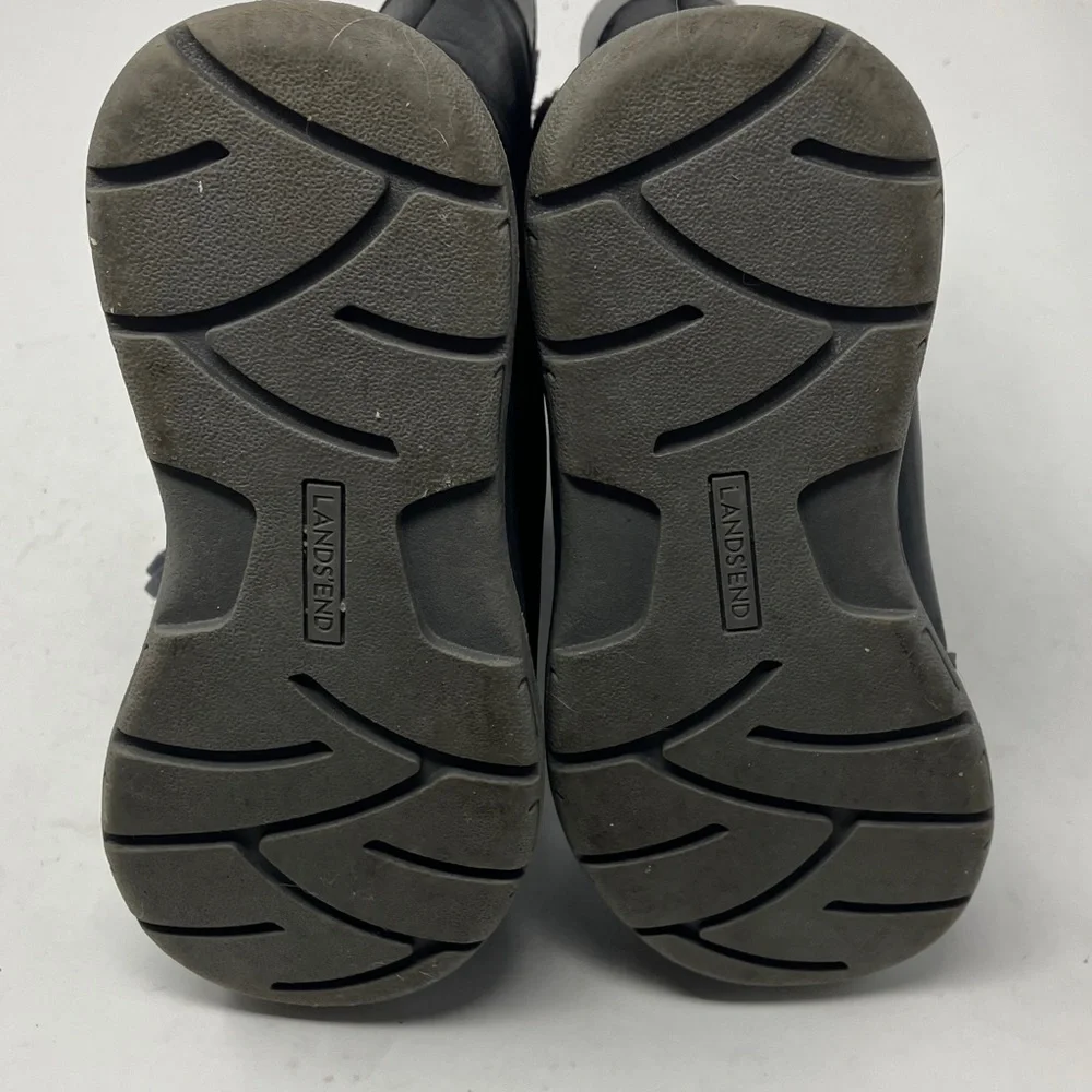 Lands’ End Youth Black Winter Boots US 11M – Hook & Loop, Drawstring Top